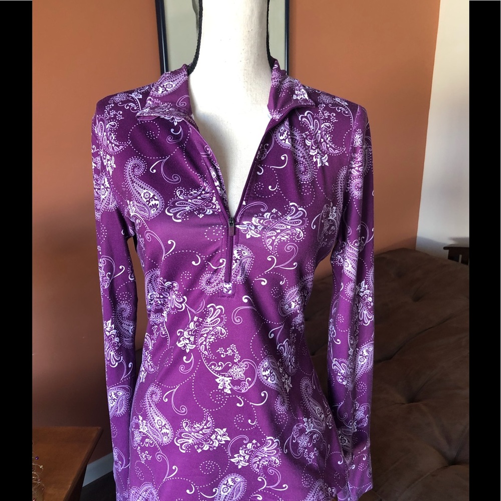 Athleta Plum And White Patterned Pullover - image 5